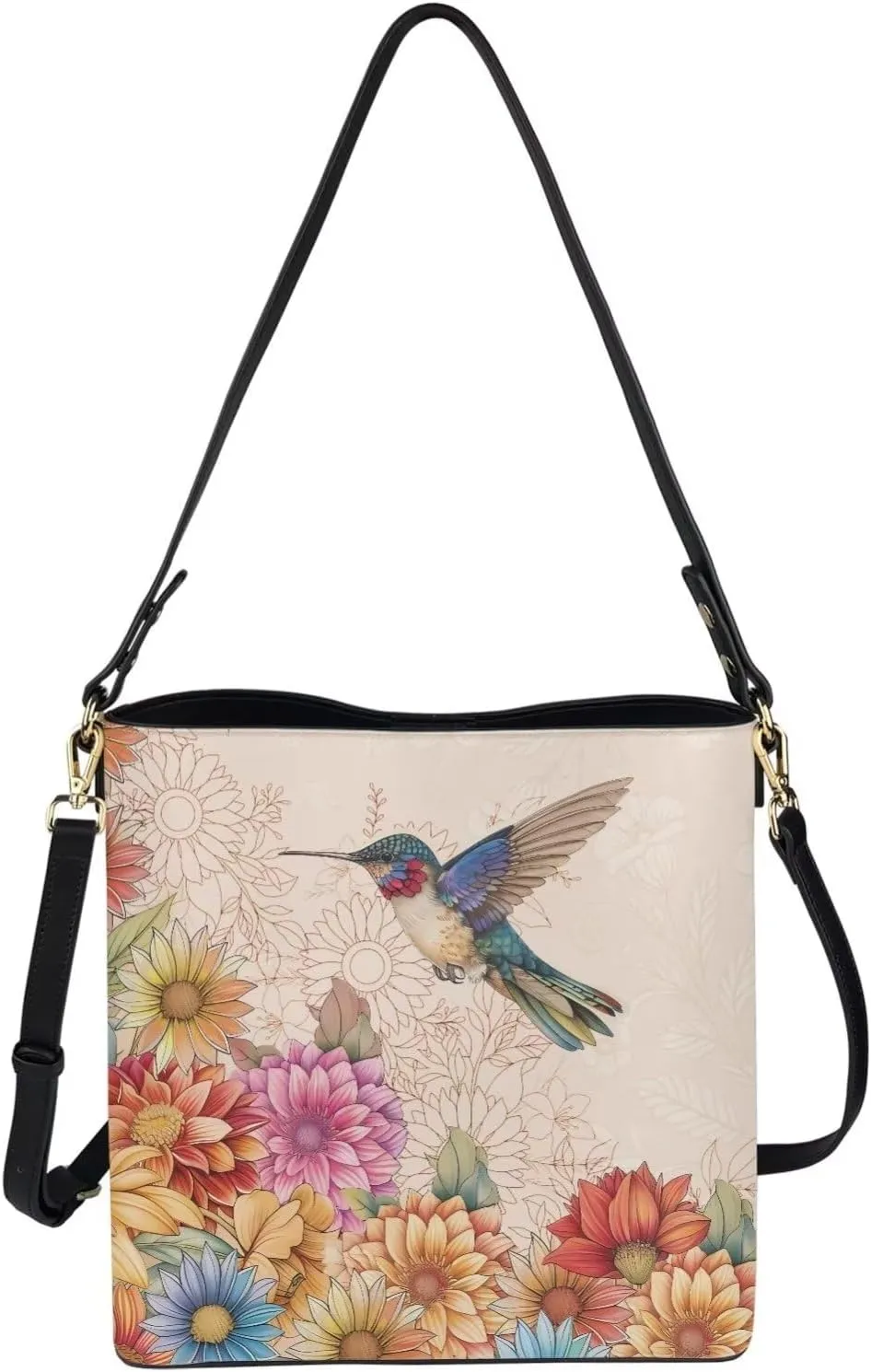 Women's Soft Leather Bucket Tote Bag Retro Hobo Handbag for Outdoors