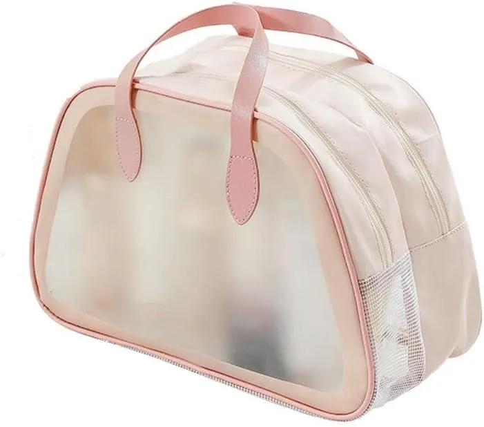 Women's travel cosmetics wash bag transparent waterproof portable large capacity dry and wet makeup handbag