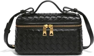 Womens Woven Crossbody Handbag Fashion Leather Top Handle Bag