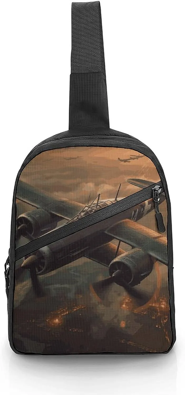 World War Aircraft Cross Chest Bag Crossbody Backpack for Women Men Sling Bag Travel Hiking Daypack