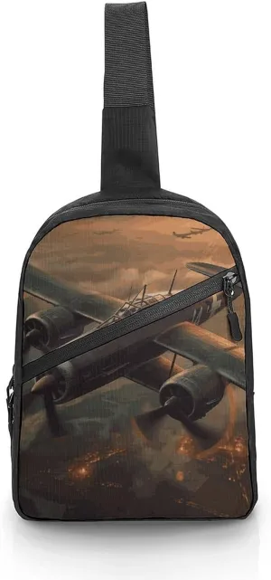 World War Aircraft Cross Chest Bag Crossbody Backpack for Women Men Sling Bag Travel Hiking Daypack