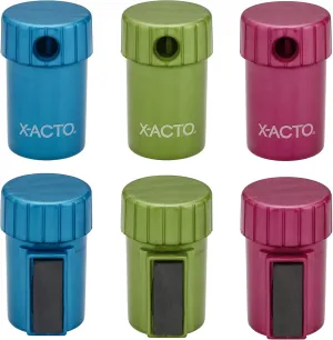 X-ACTO Magnetic Rotating Top Manual Pencil Sharpener, Assorted Colors, 6 Count