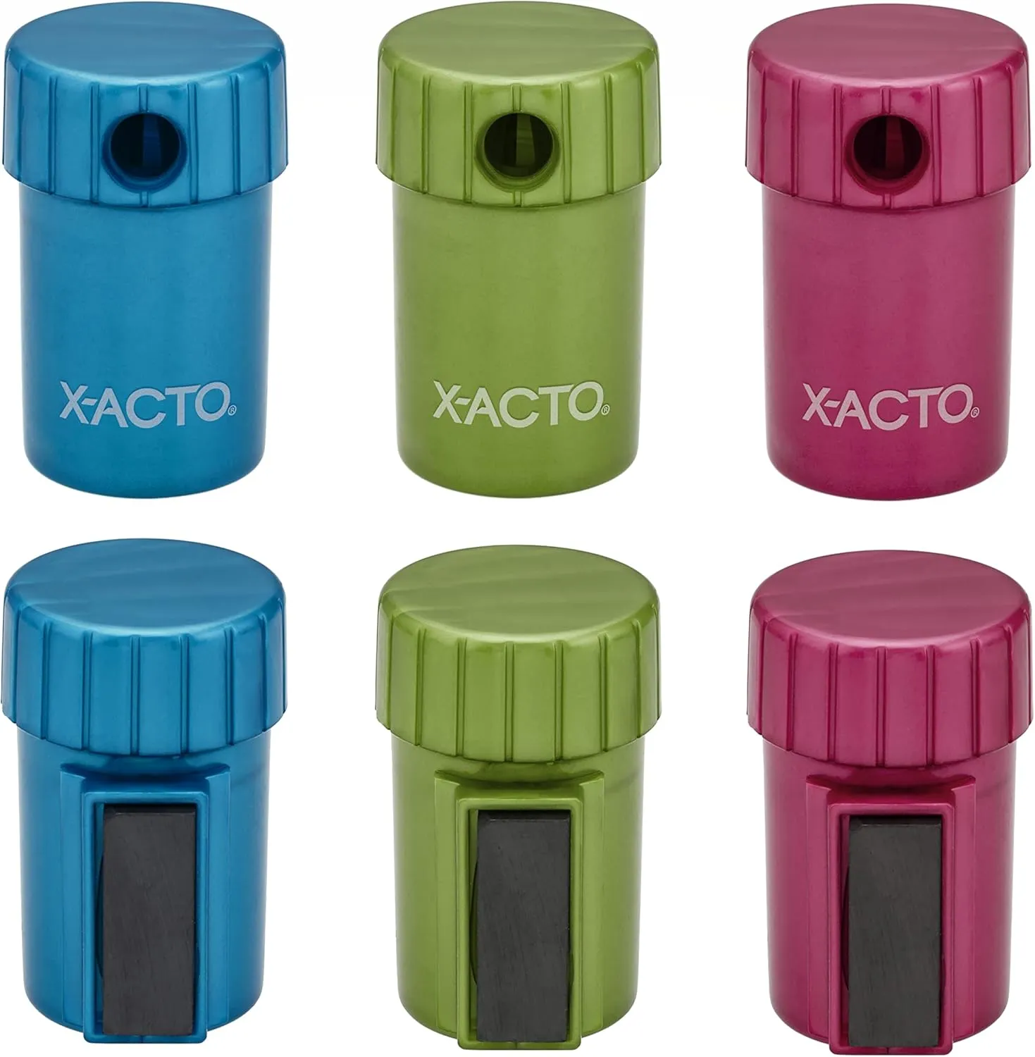 X-ACTO Magnetic Rotating Top Manual Pencil Sharpener, Assorted Colors, 6 Count