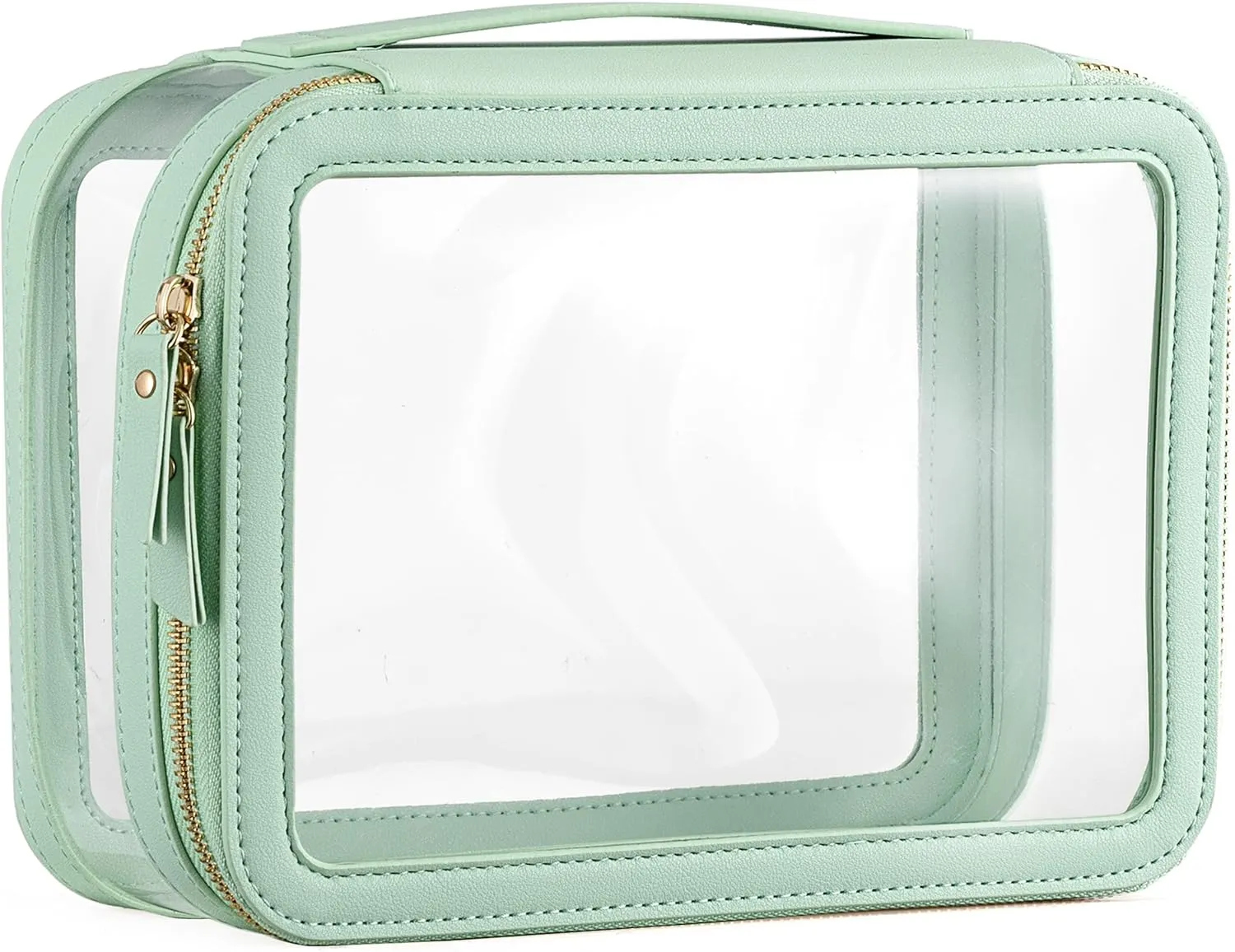 X-Large Clear Makeup Bag for Women, Portable Travel Makeup Bag Organizer Waterproof Toiletry Bag Cute Makeup Bags Cosmetic Bag Makeup Pouch, Green