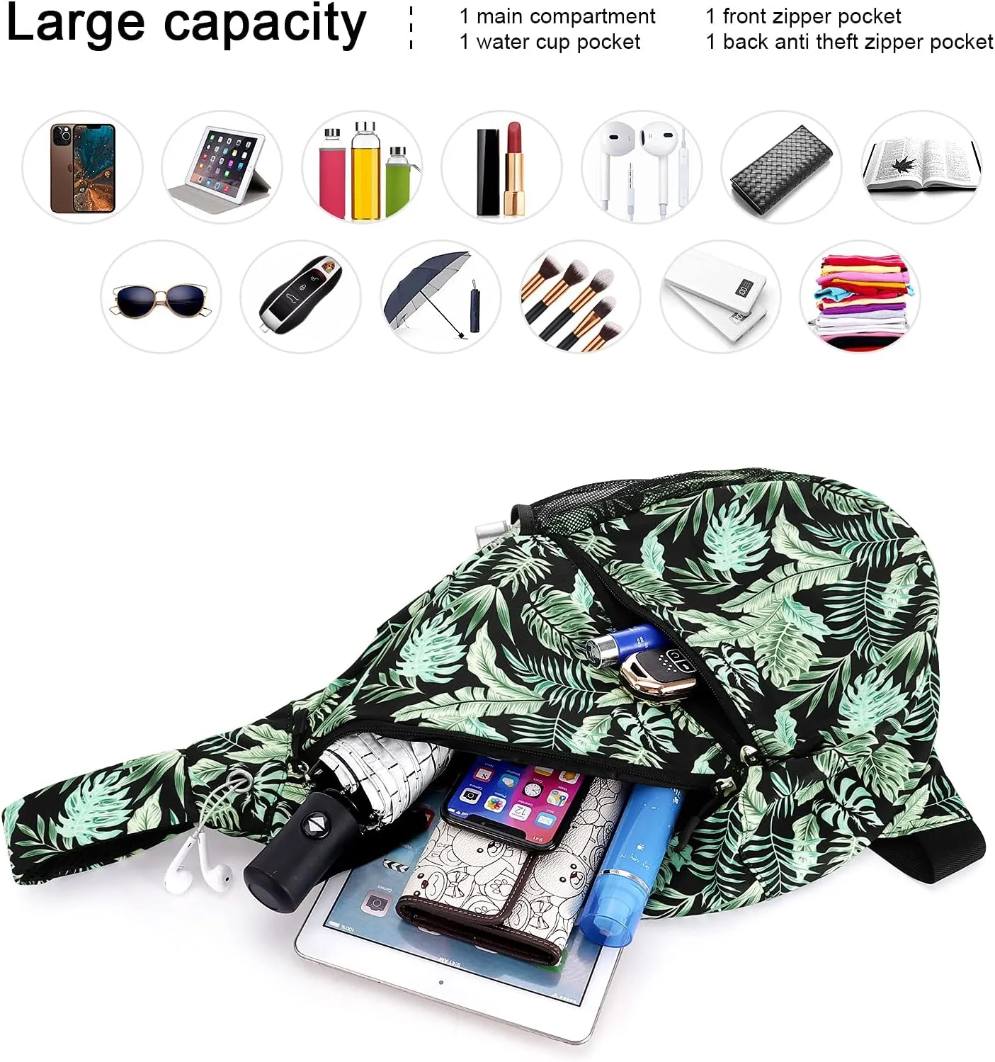 XEYOU Unisex Sling Bag Multipurpose Crossbody Shoulder Bag Travel Chest Pack for Men Women Lightweight Casual Daypacks