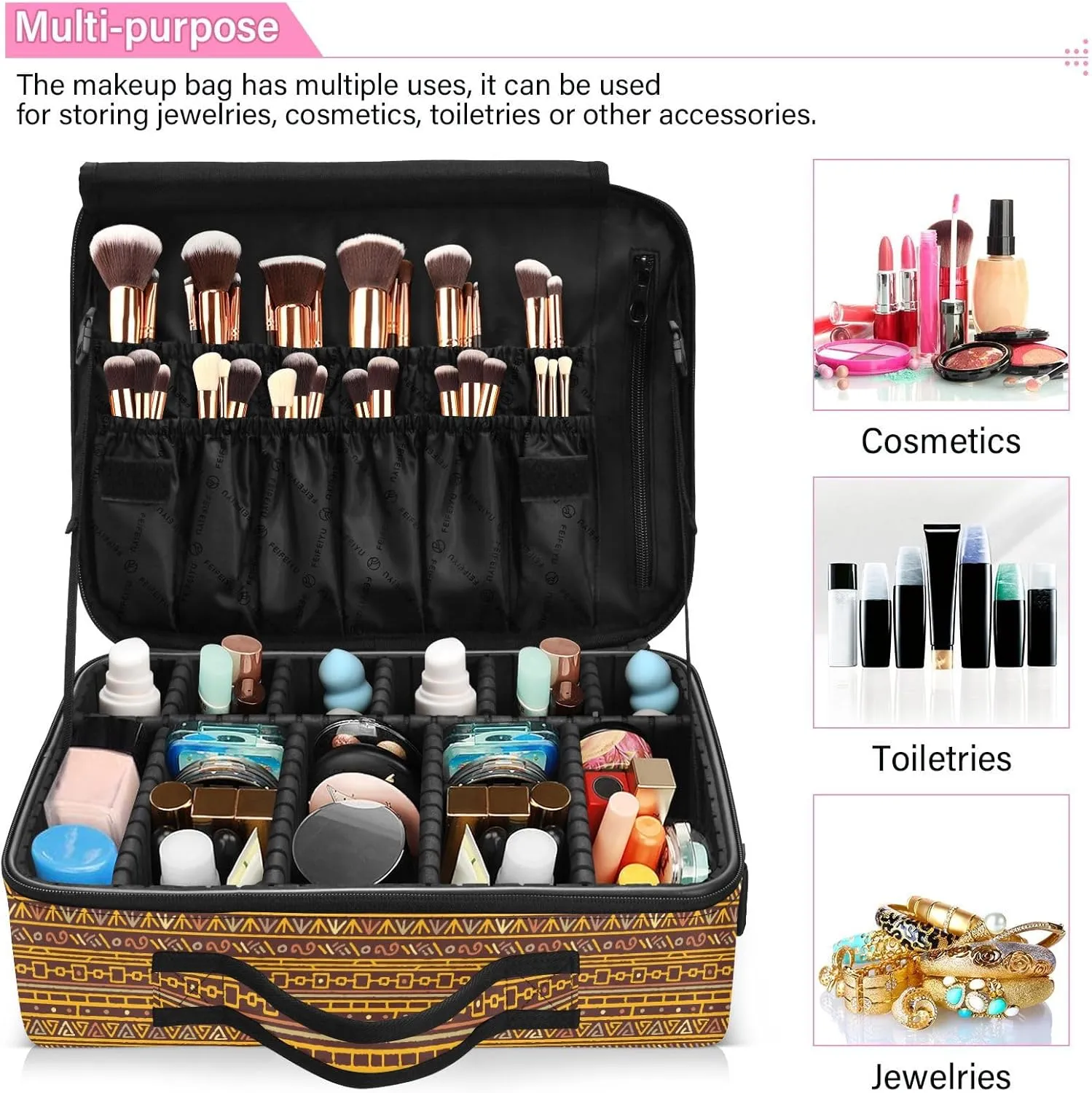 XL Hard Shell Large Portable Zipper Makeup Bag for Travel