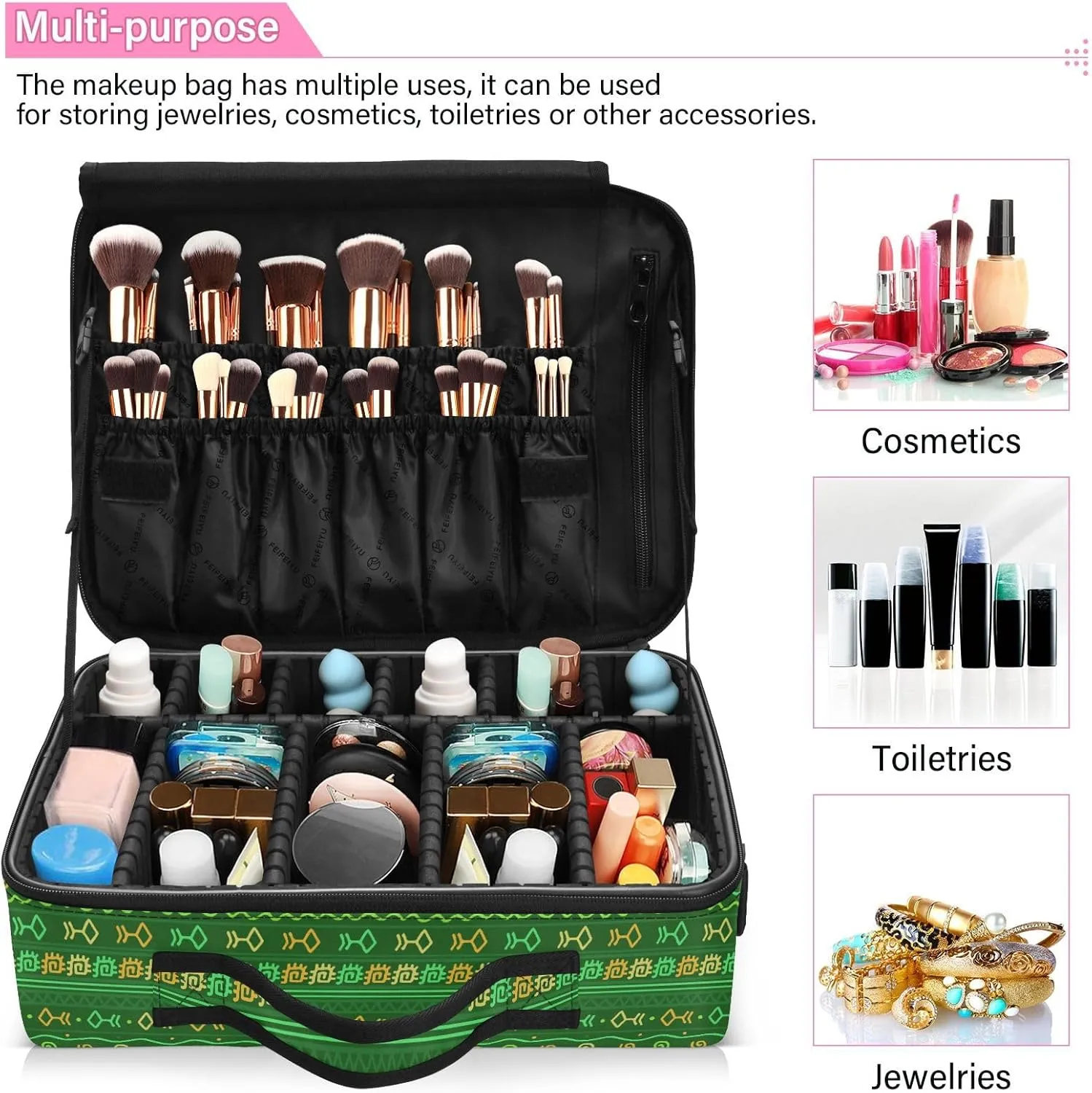 XL Hard Shell Large Portable Zipper Makeup Bag for Travel