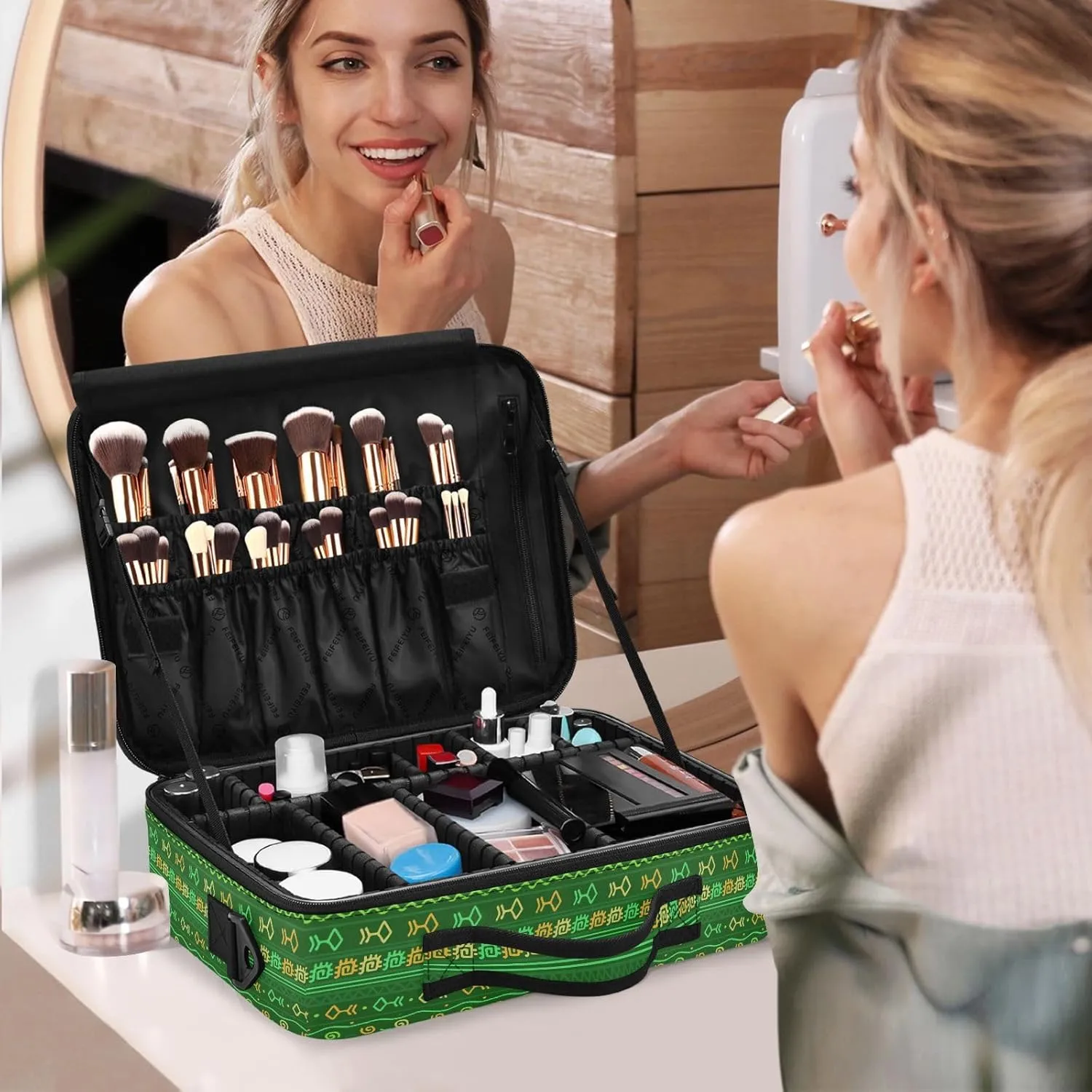 XL Hard Shell Large Portable Zipper Makeup Bag for Travel