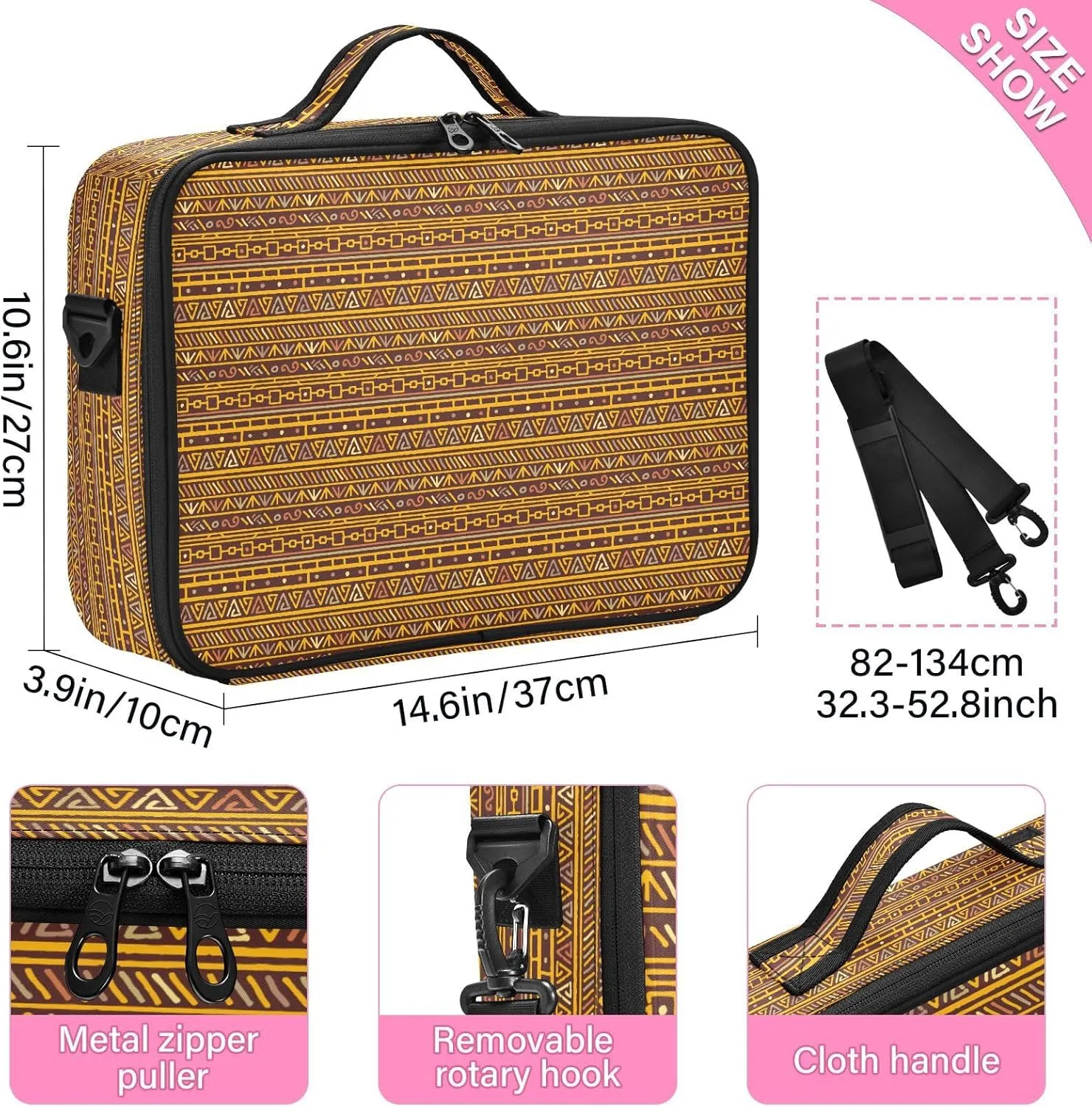 XL Hard Shell Large Portable Zipper Makeup Bag for Travel