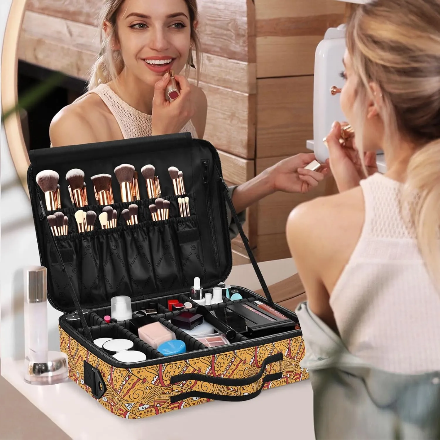 XL Hard Shell Large Portable Zipper Makeup Bag for Travel