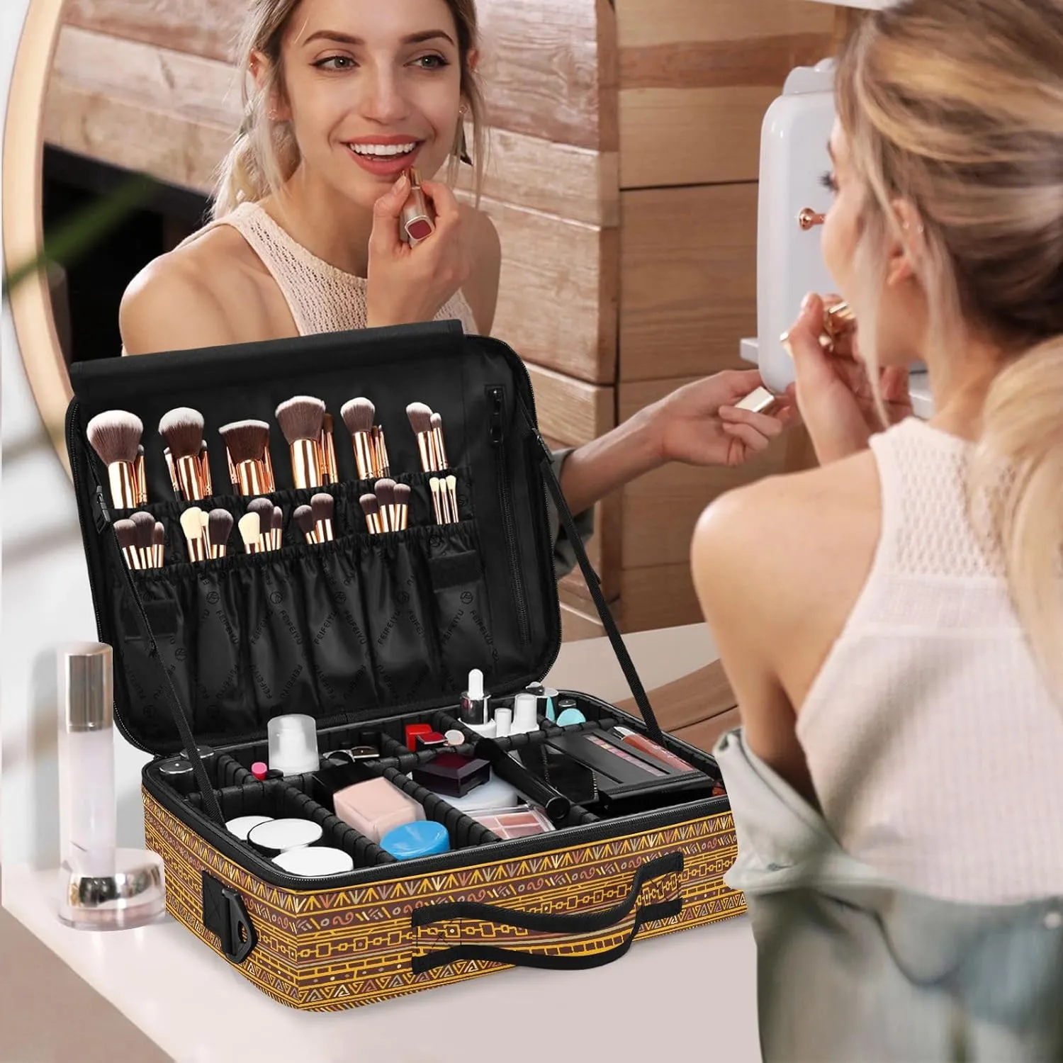 XL Hard Shell Large Portable Zipper Makeup Bag for Travel