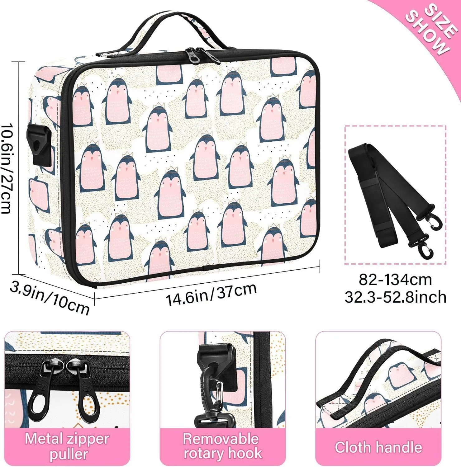 XL Hard Shell Makeup Bag Travel Toiletry Makeup Organizer for Women