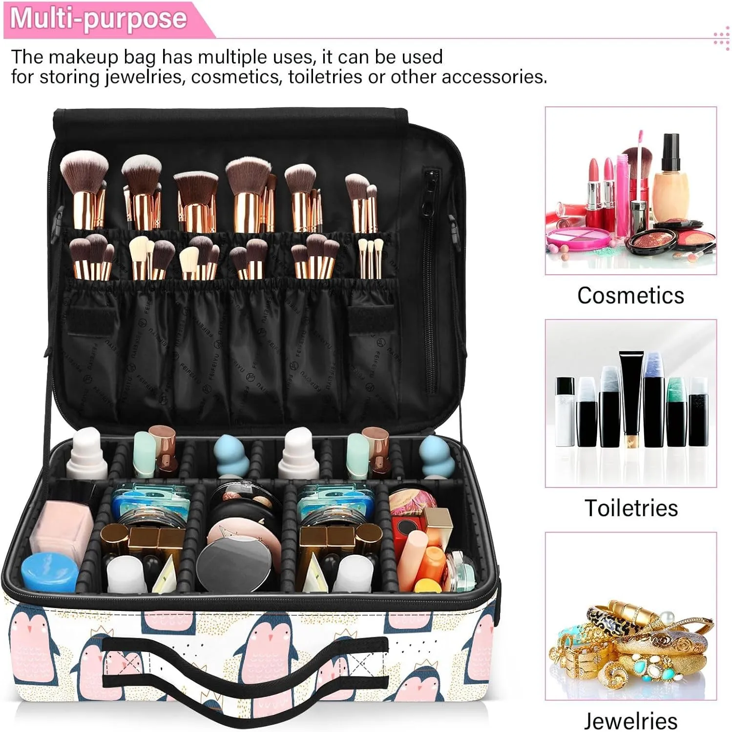 XL Hard Shell Makeup Bag Travel Toiletry Makeup Organizer for Women