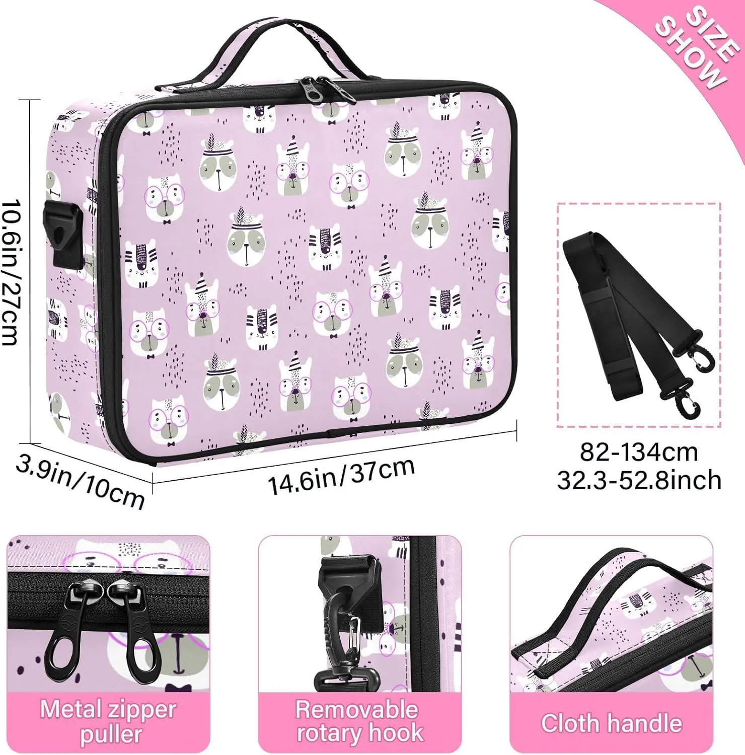 XL Hard Shell Makeup Bag Travel Toiletry Makeup Organizer for Women