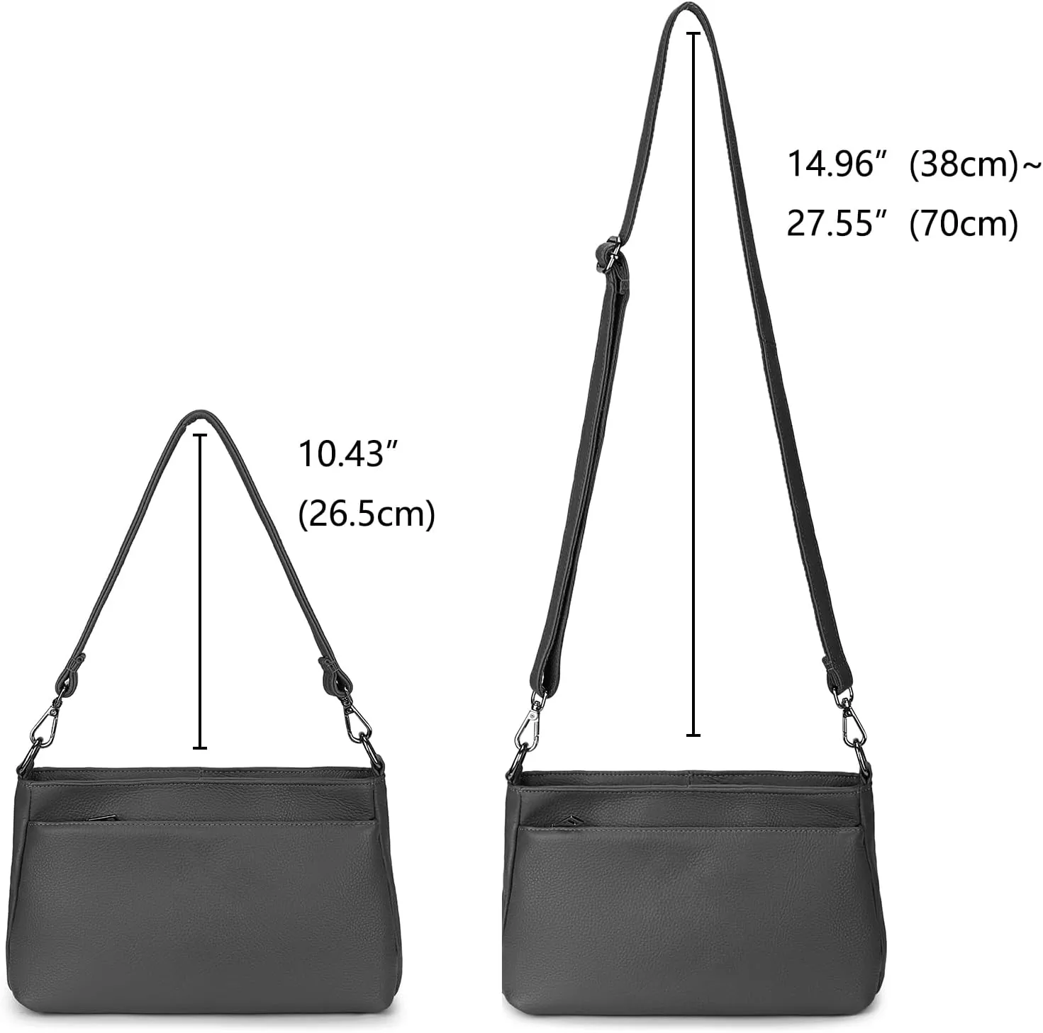 YALUXE Women's Real Leather Shoulder Bag Medium Size Handbag Purse with Multi Zip Pockets