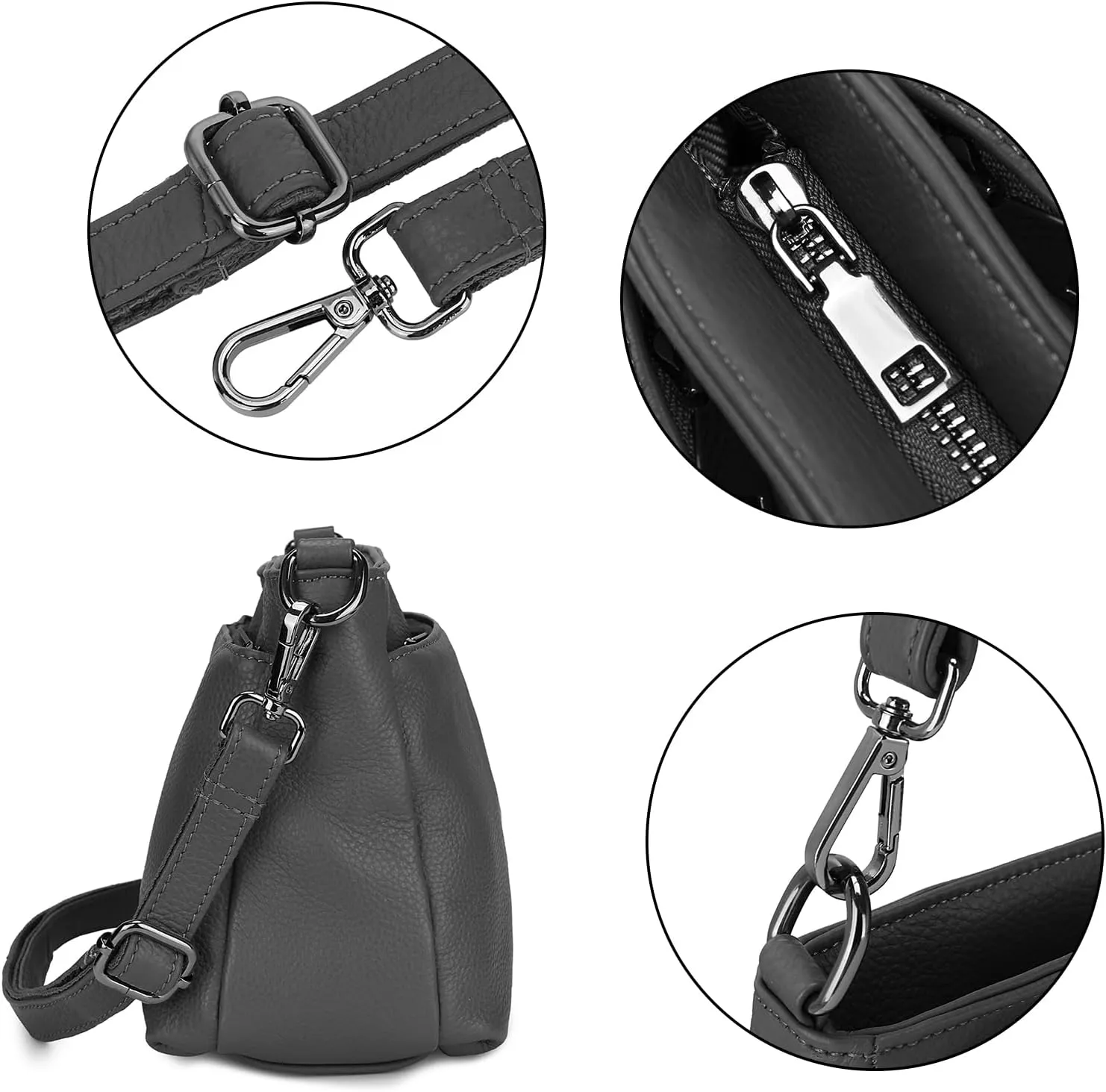 YALUXE Women's Real Leather Shoulder Bag Medium Size Handbag Purse with Multi Zip Pockets
