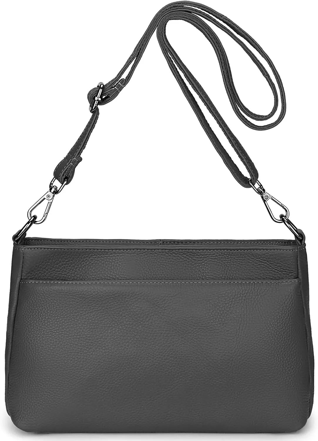YALUXE Women's Real Leather Shoulder Bag Medium Size Handbag Purse with Multi Zip Pockets