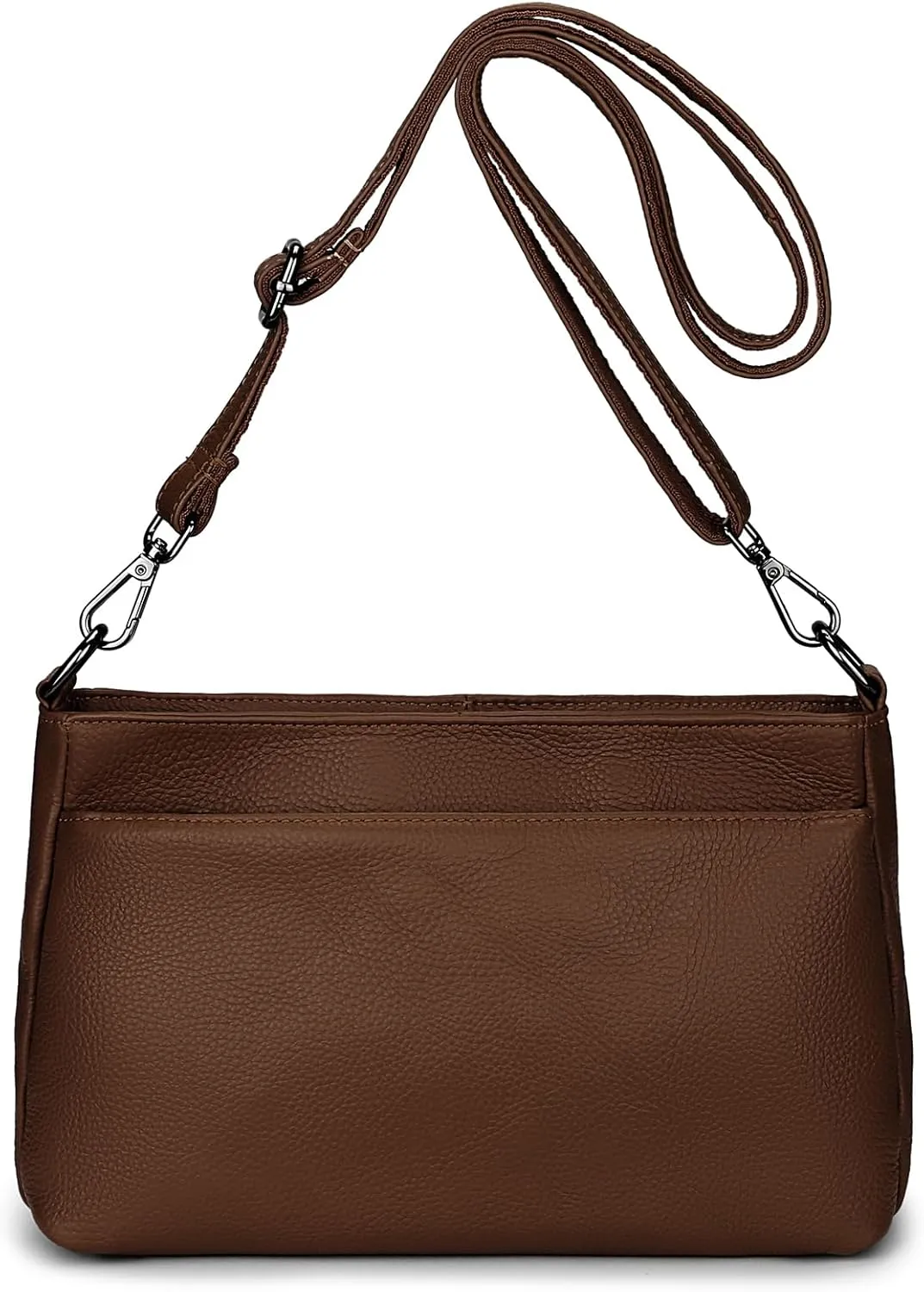 YALUXE Women's Real Leather Shoulder Bag Medium Size Handbag Purse with Multi Zip Pockets