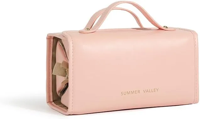 YDR Travel Makeup Bag,Capacity Cosmetic Travel Bag for Women Portable Pouch Makeup Organizer Bag with Divider and Handle Makeup Case Toiletry Bag