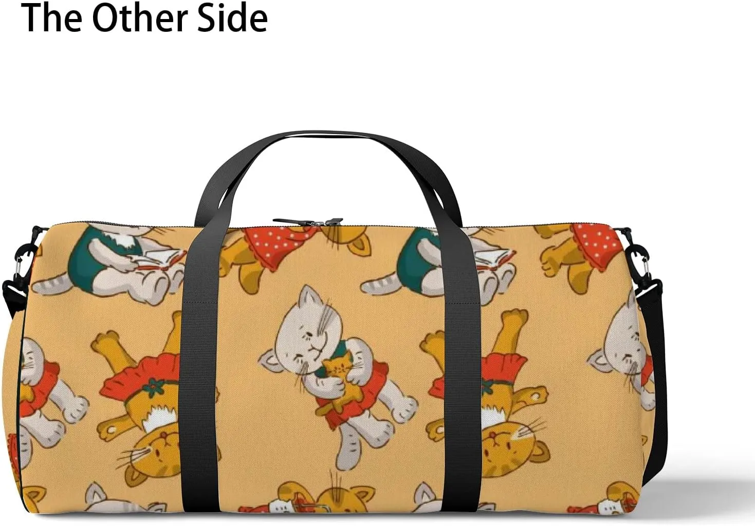 Yellow Kawaii Cute Cartoon Baby Cat Sports Bag Tote Bag Waterproof Gym Bag with Shoulder Strap Zipper 2 Side Pockets for Men and Women, Travel and Storage Shoulder Bag.