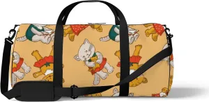 Yellow Kawaii Cute Cartoon Baby Cat Sports Bag Tote Bag Waterproof Gym Bag with Shoulder Strap Zipper 2 Side Pockets for Men and Women, Travel and Storage Shoulder Bag.