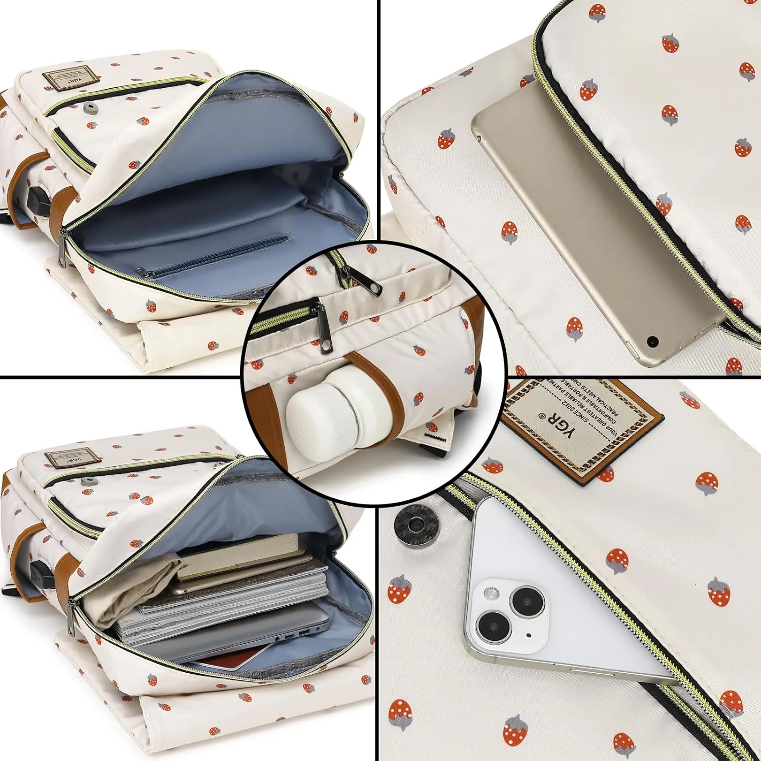 YGR Floral Laptop Backpack for Women, Female, School, Travel, Business, Outdoor Sports, Office, Work