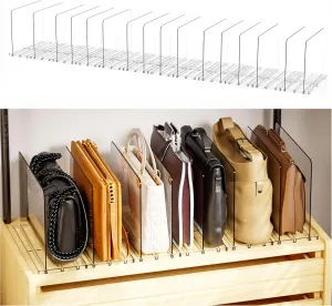 Yieach 8 Pack Clear Shelf Dividers For Closet Organization Jean,Tshirt,Handbag,Purses,Bag - Installation Free for all Iron Wire or Wood Shelves - Plastics Clutch Organizer Shelf Separators in Closet
