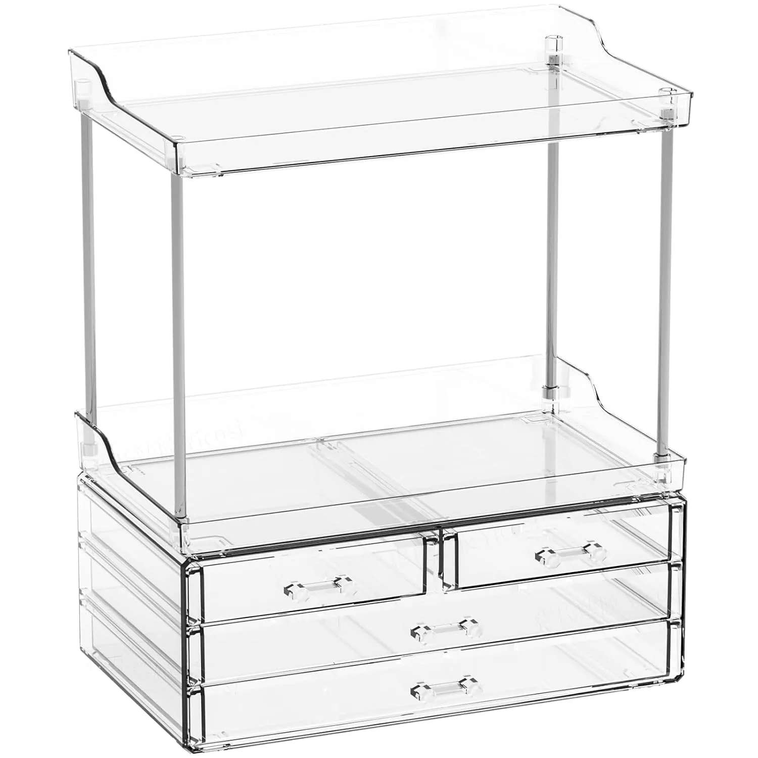 Yieach Bathroom Counter Organizers and Storage,Clear Acrylic Makeup Organizers with Drawers for Vanity,Bedroom,Plastic Skincare Organizer for Dresser Top Beauty,Cosmetic,Lotion and Perfume Organizer