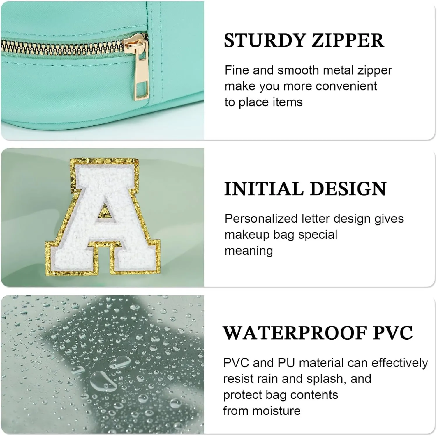 YOOLIFE Initial Make Up Bag Travel Toiletry Bag, Clear Makeup Bag Preppy Cosmetic Bags Organizer Travel Essentials Gifts for Women Teen Girlfriend Teacher Mom Birthday Girl Gifts Makeup Case Blue M