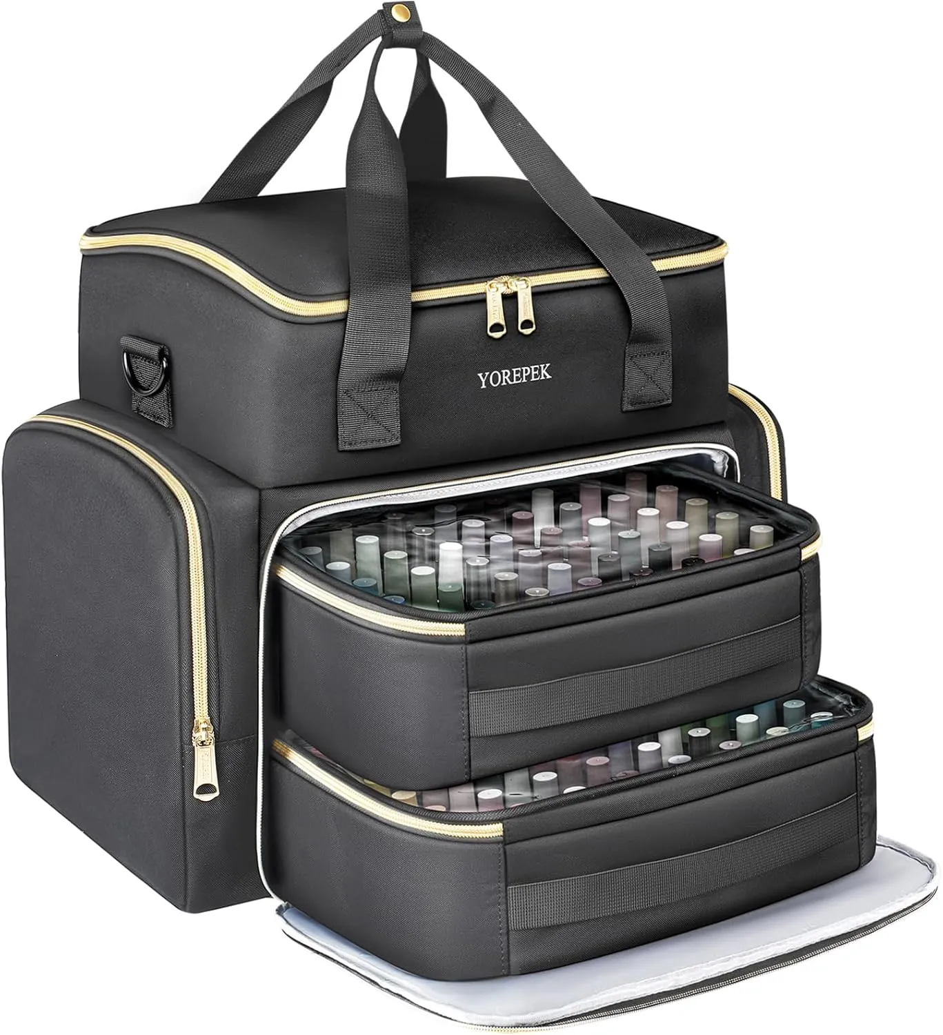 YOREPEK Extra Large Nail Polish Organizer Case Holds 96 to 100  Bottles (15ml/0.5 fl.oz) UV lamp, Gel Polish Travel Case Bag with 2 Removable Pouches Fits Nail Suppiles, Gift for Manicurist, Grils