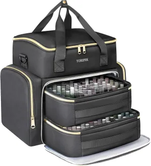 YOREPEK Extra Large Nail Polish Organizer Case Holds 96 to 100  Bottles (15ml/0.5 fl.oz) UV lamp, Gel Polish Travel Case Bag with 2 Removable Pouches Fits Nail Suppiles, Gift for Manicurist, Grils