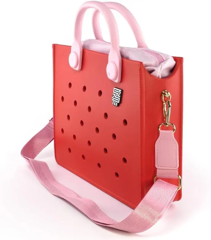 Z&S EVA Tote Beach Bag for Women,Crossbody or shoulder Handbag,Removable Zipper Closure pouche,Waterproof and Washable