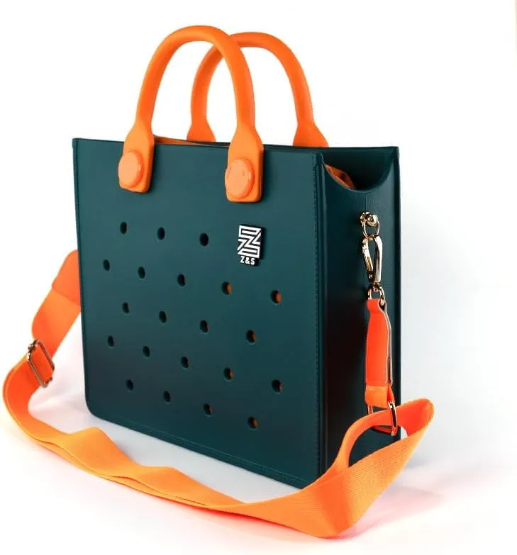 Z&S EVA Tote Beach Bag for Women,Crossbody or shoulder Handbag,Removable Zipper Closure pouche,Waterproof and Washable