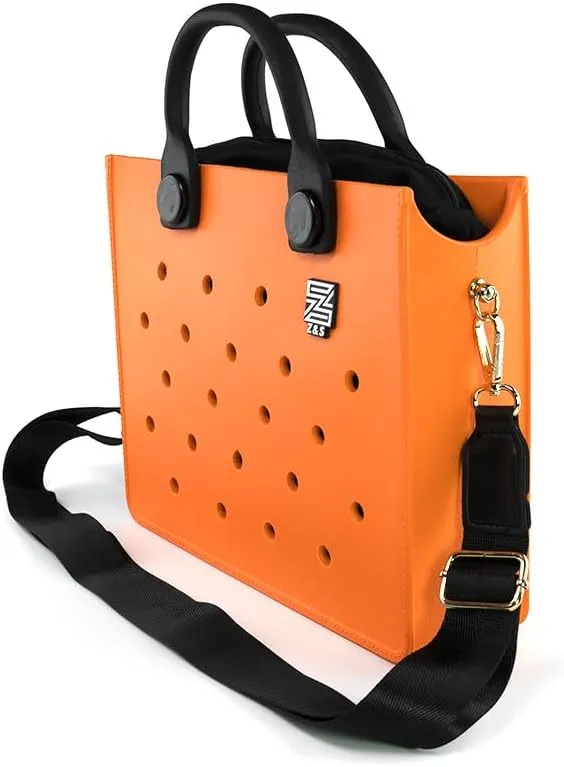 Z&S EVA Tote Beach Bag for Women,Crossbody or shoulder Handbag,Removable Zipper Closure pouche,Waterproof and Washable