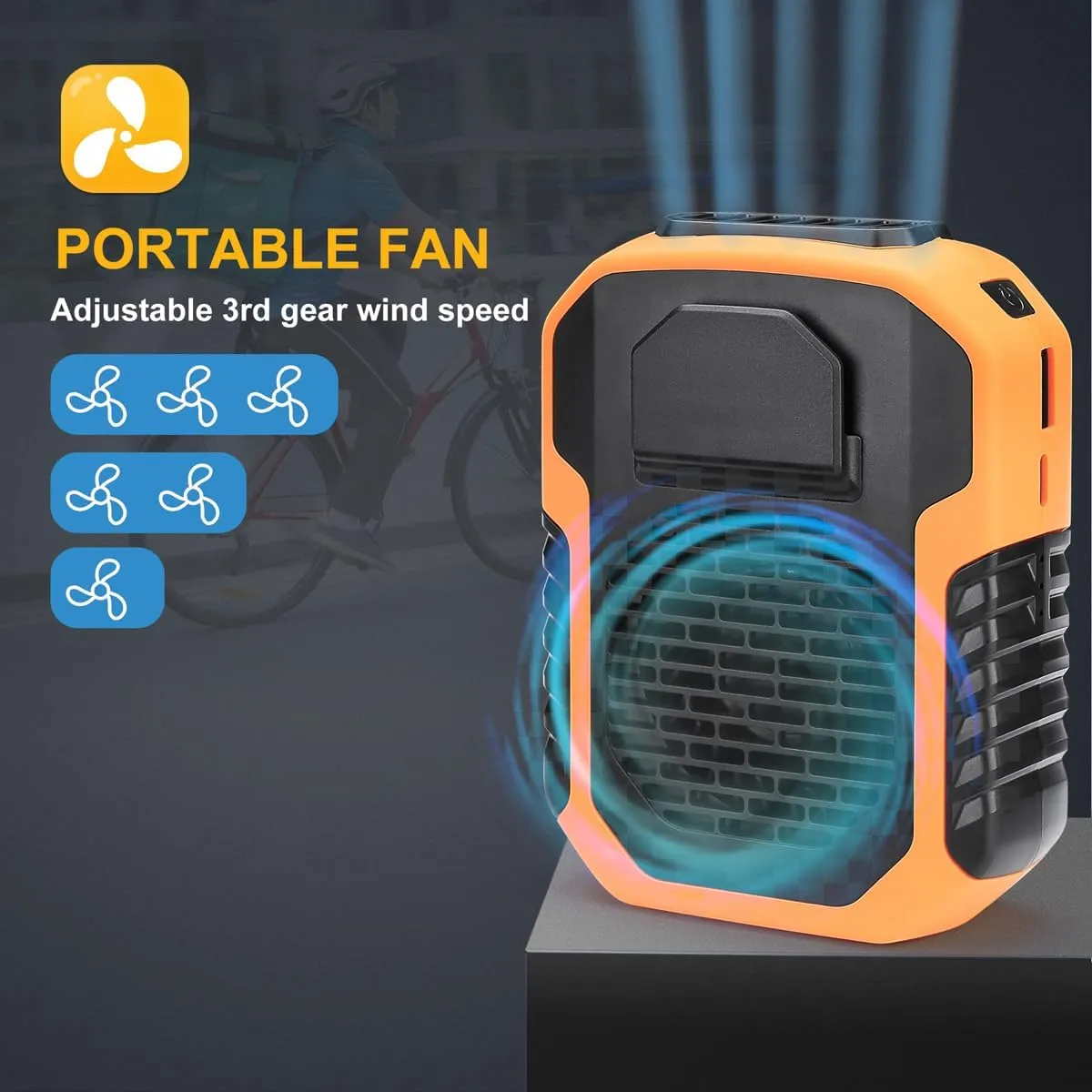 Zeadio Waist Clip Fan, 6000mah Battery Operated Hands-free Wearable Necklace Fan With Charging Function, for Hot Flashes Home Office Travel Outdoor Sports - Orange