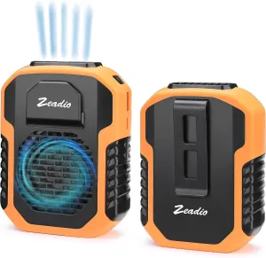 Zeadio Waist Clip Fan, 6000mah Battery Operated Hands-free Wearable Necklace Fan With Charging Function, for Hot Flashes Home Office Travel Outdoor Sports - Orange