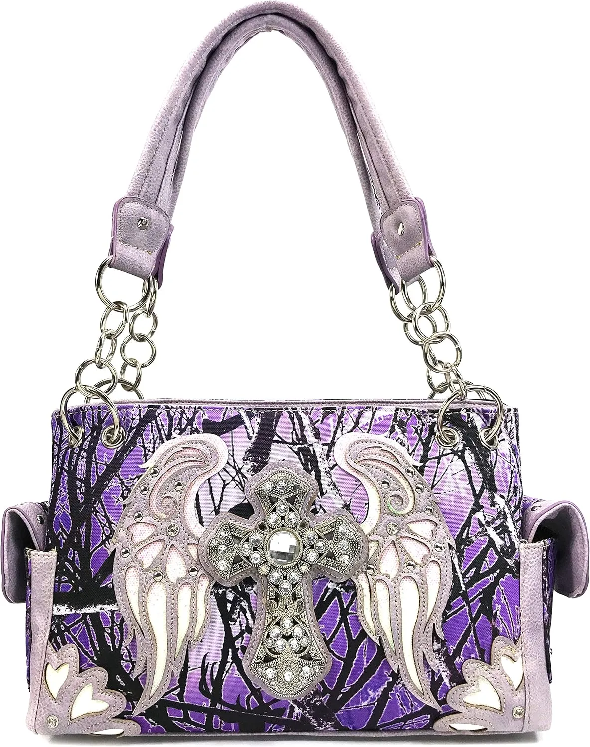Zelris Camouflage Shine Glow Cross Wings Women Conceal Carry Handbag