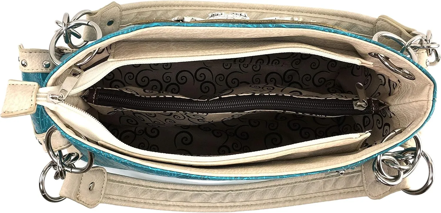Zelris Camouflage Shine Glow Cross Wings Women Conceal Carry Handbag