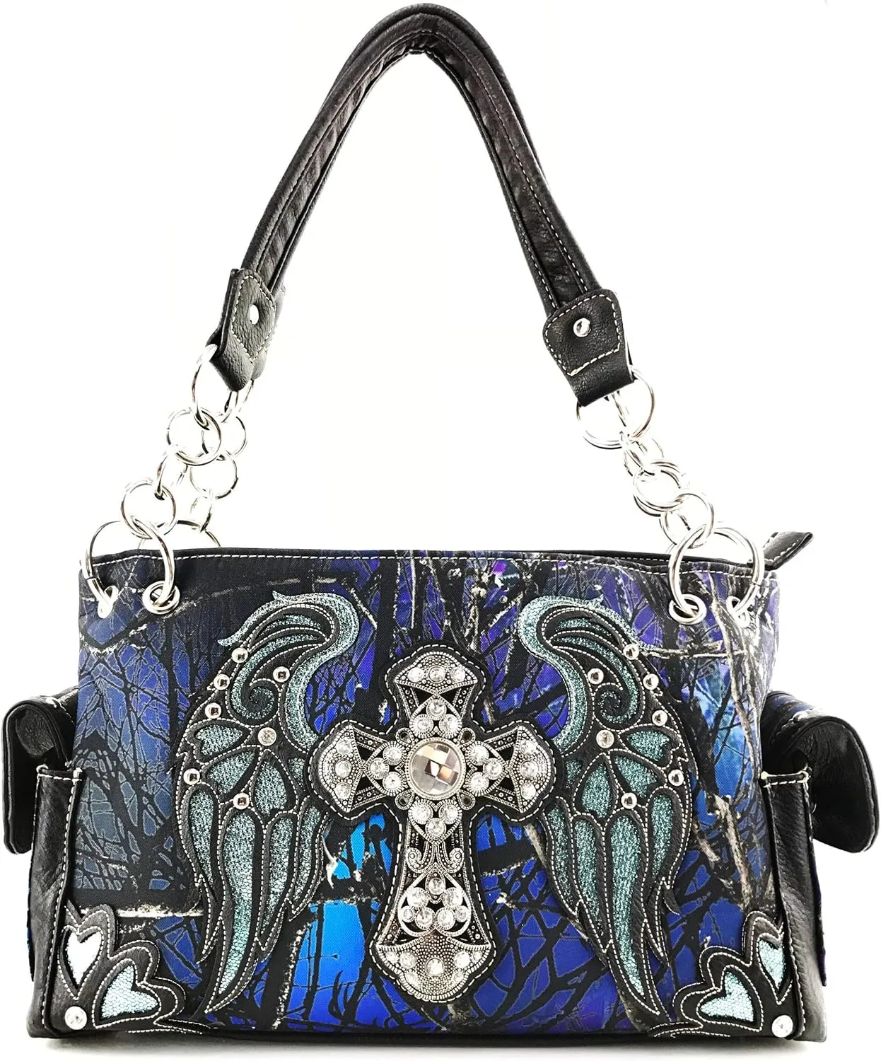 Zelris Camouflage Shine Glow Cross Wings Women Conceal Carry Handbag