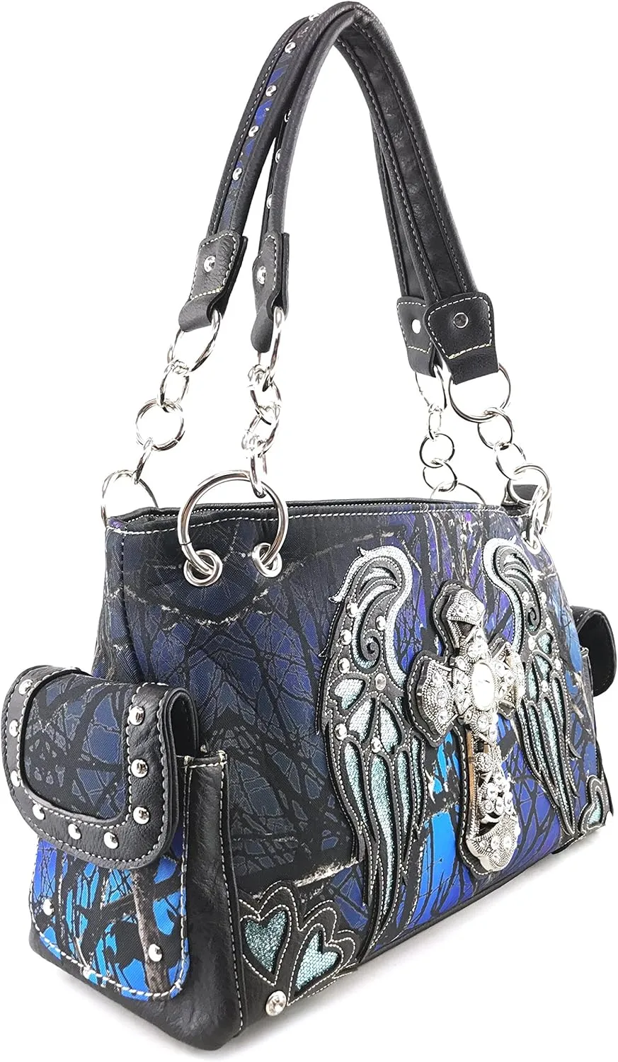 Zelris Camouflage Shine Glow Cross Wings Women Conceal Carry Handbag