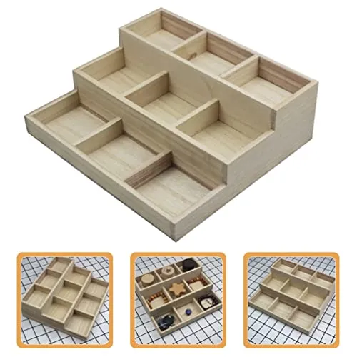 Zerodeko Organizer Tray Wooden Divided Boxes 9 Compartment Drawer Organizer Jewelry Storage Tray Earring Necklace Organizer Sundries Storage Holder