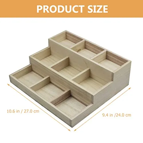 Zerodeko Organizer Tray Wooden Divided Boxes 9 Compartment Drawer Organizer Jewelry Storage Tray Earring Necklace Organizer Sundries Storage Holder